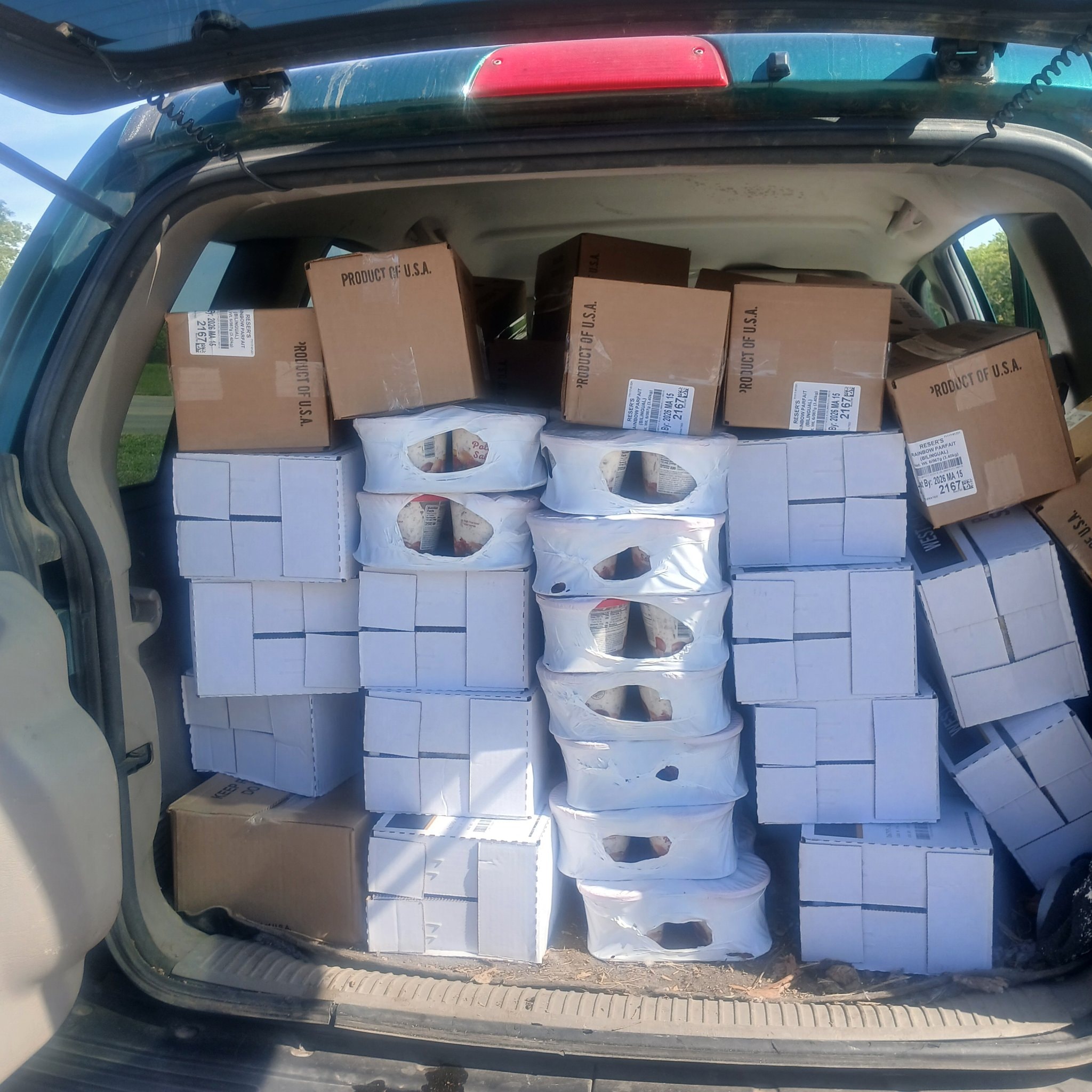 Volunteers distributing food to community members